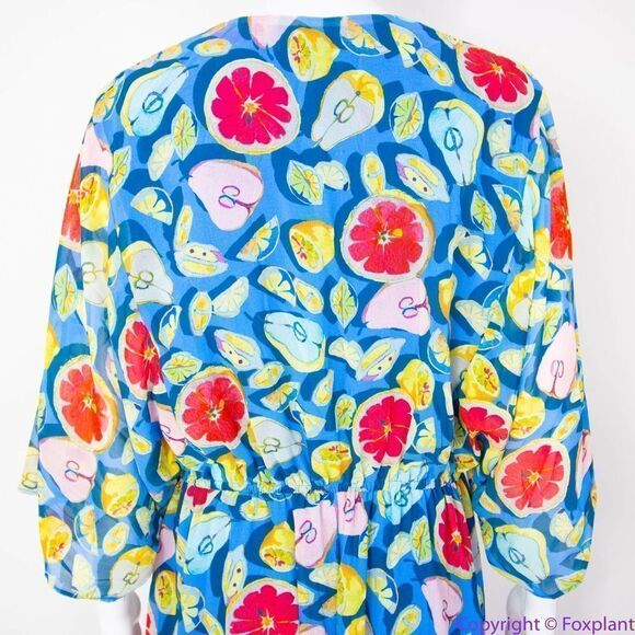 Anthropologie Blue Fruit Print High Low Dress - Picture 8 of 16